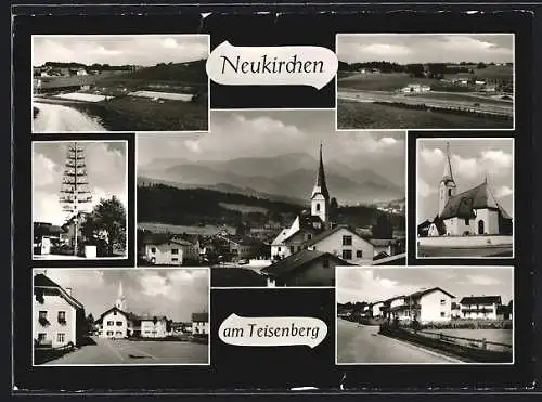 AK Neukirchen am Teisenberg, Maibaum, Kirche und Ortspartien