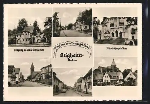 AK Ötigheim /Baden, Eingang zu den Schauspielen, Mittel-Hauptbühne