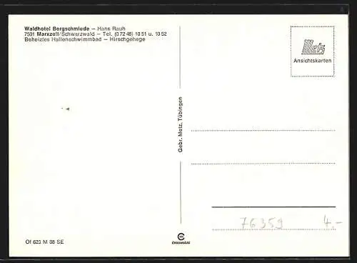 AK Marxzell /Schwarzwald, Waldhotel Bergschmiede, Bes. Hans Rauh