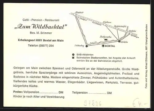 AK Boxtal am Main, Pension-Café Zum Wildbachtal von M. Brimmer