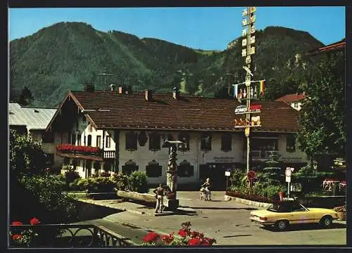 AK Ruhpolding, Stallerhaus am Dorfbrunnen, Bes. Fam. Geisreiter, Hauptstrasse 34