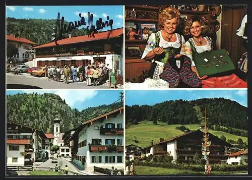 AK Reit im Winkl, Gasthaus zum Kurstall und Frauen in Tracht