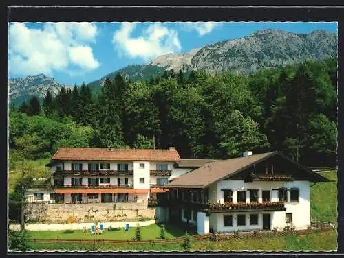 AK Bad Reichenhall, Hotel-Restaurant Neu-Meran mit Garten