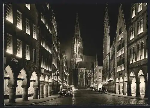 AK Münster /Westf., Prinzipalmarkt in Festbeleuchtung
