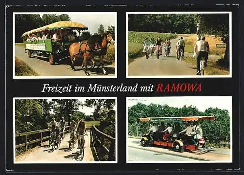AK Münster /Westf., Ramowa GBR, Fahrradtour und Ausflugspferdekutsche