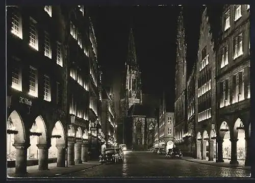 AK Münster /Westf., Prinzipalmarkt in Festbeleuchtung