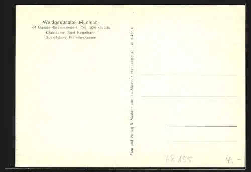 AK Münster-Gremmendorf / Westfalen, Waldgaststätte Münnich im Sonnenschein