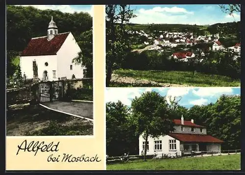 AK Allfeld, Kirchpartie, Waldpartie mit Panoramablick