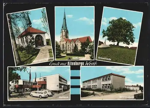 AK Altenberge /Westf., Waltruper Kapelle, Krüsellinde, Rathaus und Grundschule