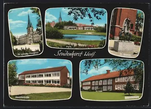 AK Sendenhorst /Westf., St. Josefs-Hospital, Hauptschule, Park, St. Martin, Grundschule