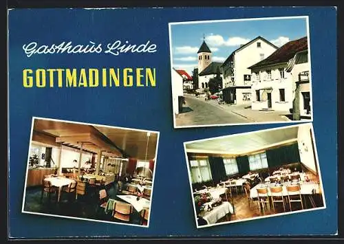 AK Gottmadingen, Gasthaus Linde, Innen- und Aussenansichten