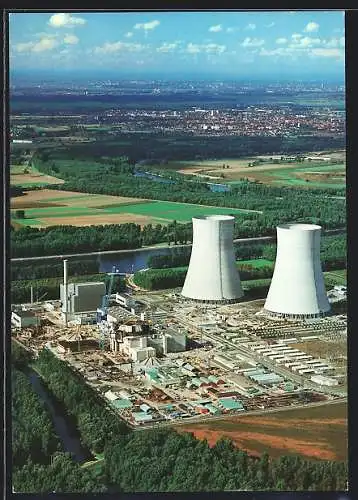 AK Philippsburg / Rhein, Atomkraftwerk, Fliegeraufnahme von A. Brugger