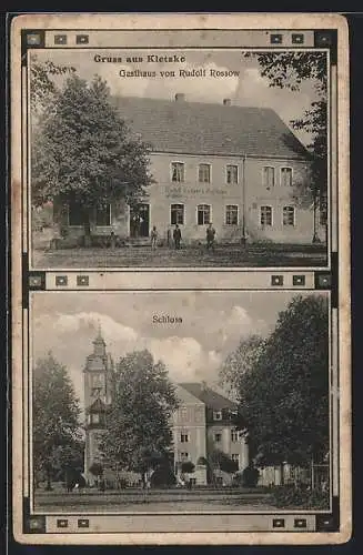 AK Kletzke, Gasthaus von Rudolf Rossow, Schloss