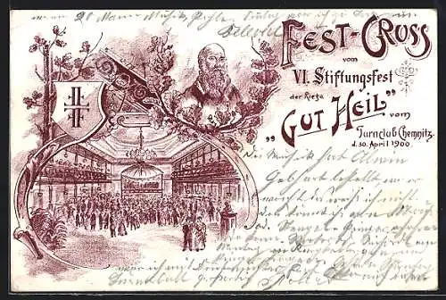 Lithographie Chemnitz, VI. Stiftungsfest des Turnclub 1900