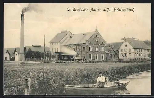 AK Hausen a. A., Cellulosefabrik, Ruderboot