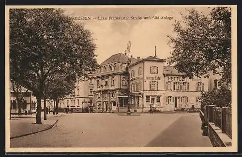 AK Giessen, Wiener Café Hettler, Ecke Frankfurter Strasse und Süd-Anlage