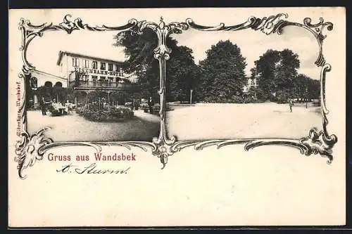 AK Hamburg-Wandsbek, Eisenbahn-Hotel, Strassenpartie