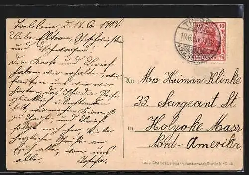 AK Trebbin, Luckenwalderstrasse mit Rathaus