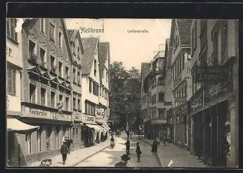 AK Heilbronn, Lohtorstrasse mit Gasthaus F. Zoll