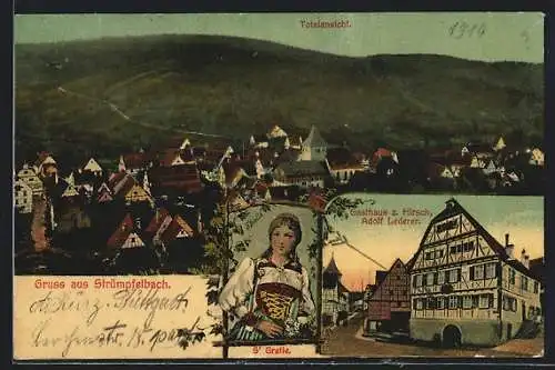 AK Strümpfelbach, Gasthaus zum Hirsch, Totalansicht