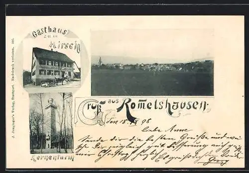 AK Rommelshausen, Gasthaus zum Hirsch, Kernenturm, Gesamtansicht