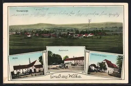 AK Wilka, Gasthaus Gerichtskretscham, Mühle, Dominium