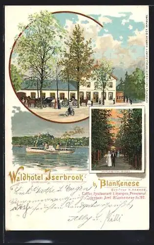 Lithographie Hamburg-Blankenese, Waldhotel Iserbrook, Verlobten-Allee