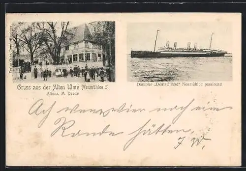 AK Hamburg-Altona, Gasthaus alte Ulme, Neumühlen 5, Dampfer Deutschland