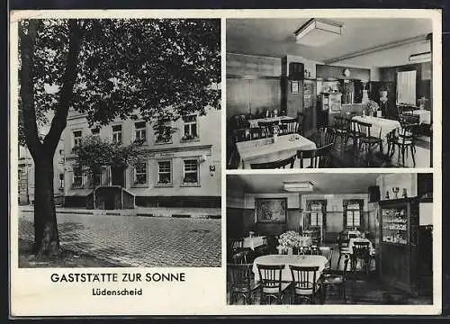 AK Lüdenscheid /Westf., Gasthof zur Sonne, Innenansicht vom Speiseraum