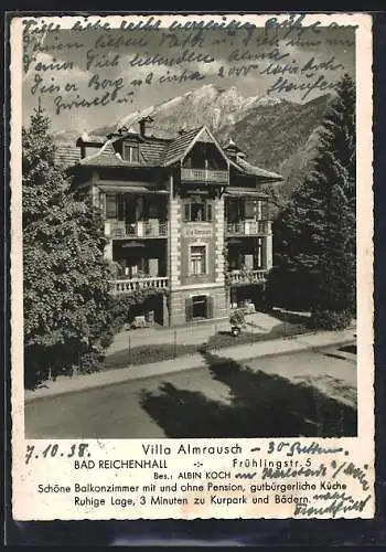 AK Bad Reichenhall, Hotel Villa Almrausch, Frühlingstrasse 5