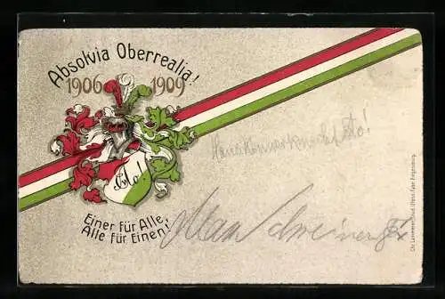 AK Studentenwappen der Oberrealia, Absolvia 1909