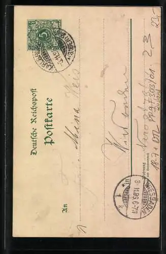 Lithographie Ganzsache PP9F303 /01: Karlsruhe, Gasthaus Moninger, Kaiserstrasse 142, Grosser Saal