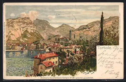 Künstler-AK Otto Strützel: Torbole, Panoramablick vom Berg