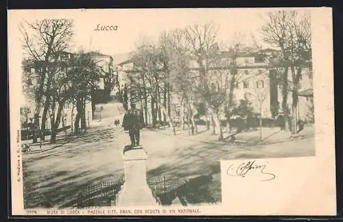 AK Lucca, Piazzale Vittorio Emanuele con Veduta di Via Nazionale