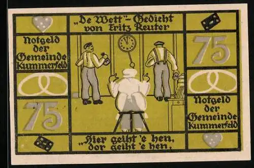 Notgeld Kummerfeld, 75 Pfennig, Diebe bestehlen hypnotisierten Bäcker