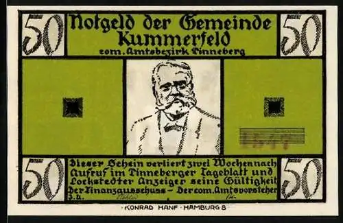 Notgeld Kummerfeld, 50 Pfennig, Der Arzt kommt in die Bäckerei