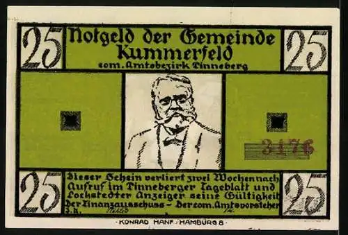 Notgeld Kummerfeld, 25 Pfennig, Die Bäckerinnen bemerken den hypnotisierten Chef