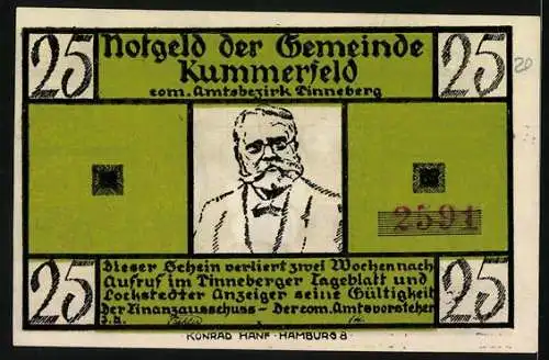 Notgeld Kummerfeld, 25 Pfennig, Die Bäckerinnen sehen den hypnotisierten Bäcker