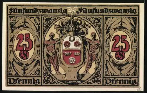 Notgeld Kronach 1921, 25 Pfennig, Ortsansicht mit der Festung