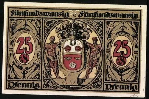 Notgeld Kronach 1921, 25 Pfennig, Blick auf das Rathaus