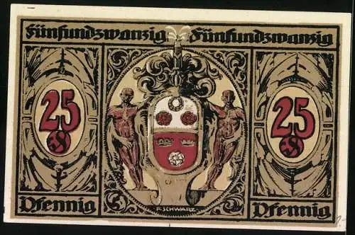 Notgeld Kronach 1921, 25 Pfennig, Ortsansicht aus der Ferne