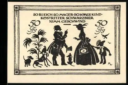 Notgeld Köstritz 1921, 50 Pfennig, Arzt verschreibt Schwarzbier