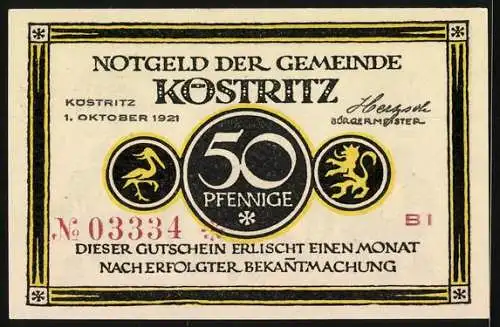 Notgeld Köstritz 1921, 50 Pfennig, Drei Herren betrinken sich mit Schwarzbier