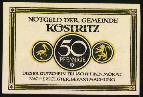 Notgeld Köstritz 1921, 50 Pfennig, Ein Herr verschreibt der Dame Schwarzbier