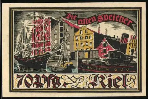 Notgeld Kiel 1921, 70 Pfennig, Herbstwoche für Kunst und Wissenschaft, die alten Speicher