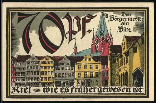 Notgeld Kiel 1921, 70 Pfennig, Herbstwoche für Kunst und Wissenschaft, Das Rathaus im alten Kiel