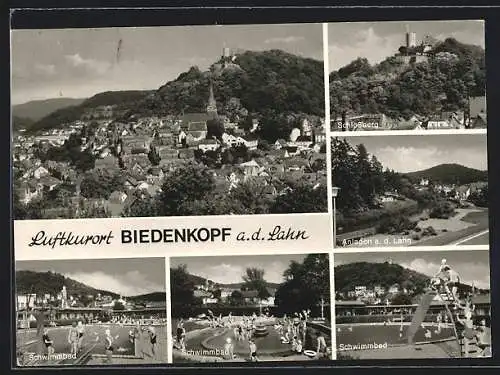 AK Biedenkopf a. d. Lahn, Ortsansicht mit Schlossberg und Schwimmbad