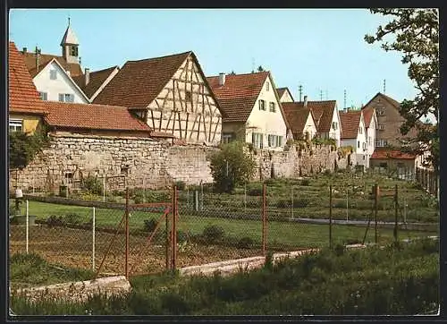 AK Grossbottwar /Kreis Ludwigsburg, Häuserzeile mit Gärten