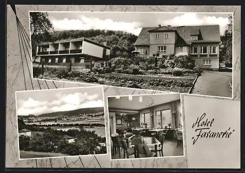 AK Gisselberg, Hotel Fasanerie, Bes. Karl Schultze, mit Garten und Inneres