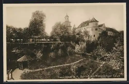 AK Neuenstadt a. K., Schloss mit 1000jähriger Linde